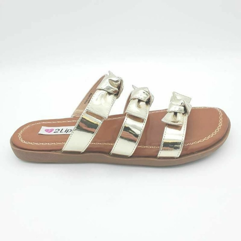 Two‎ Lips Too Donny Slide Sandals Metallic 7.5 New